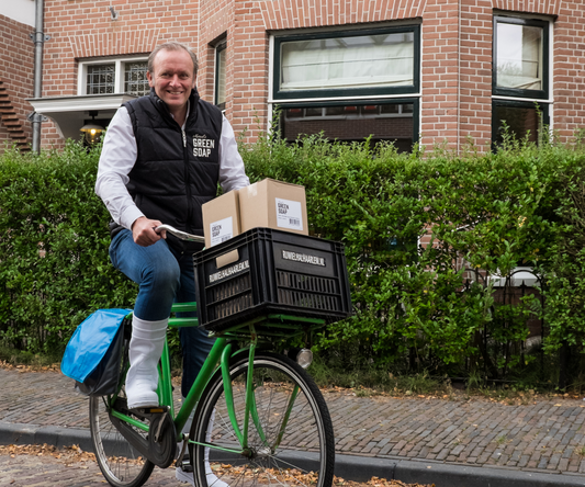 Marcel op fiets
